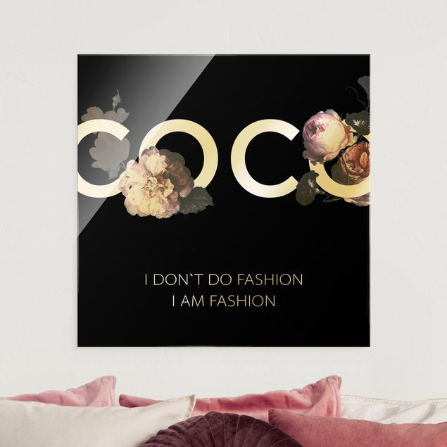 Glas Magnetboard COCO - I dont´t do fashion Roses Black