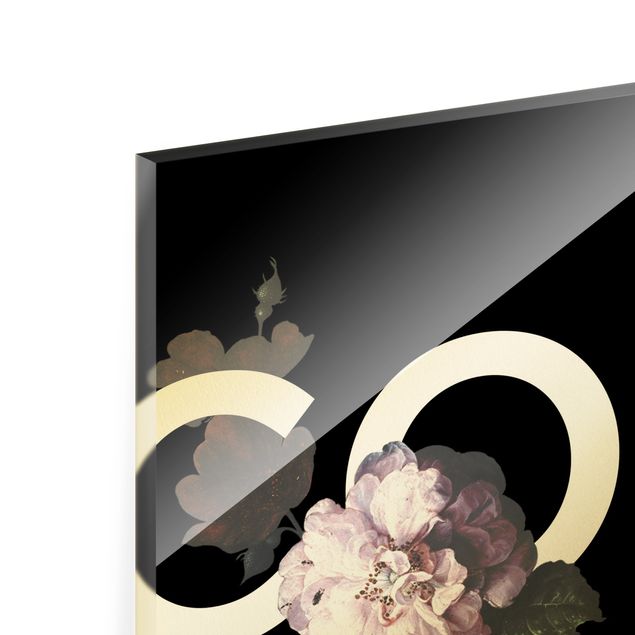 Glass print - COCO - I dont´t do fashion Roses Black - Square