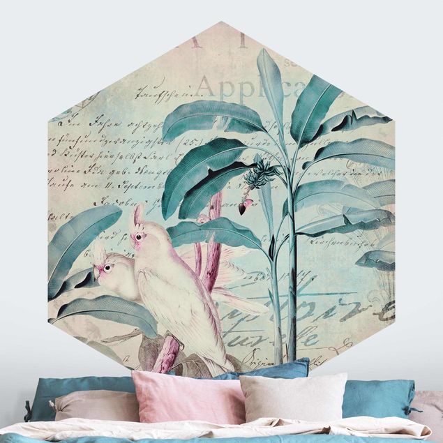 Wallpapers Colonial Style Collage - Cockatoos And Palm Trees