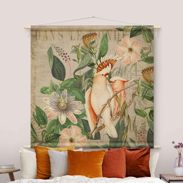 extra large wall tapestry Colonial Style Collage - Galah