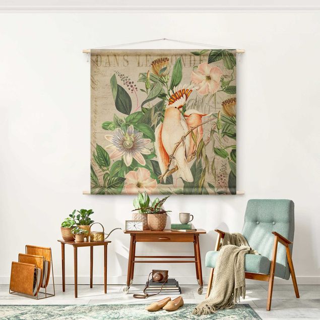 vintage wall tapestry Colonial Style Collage - Galah
