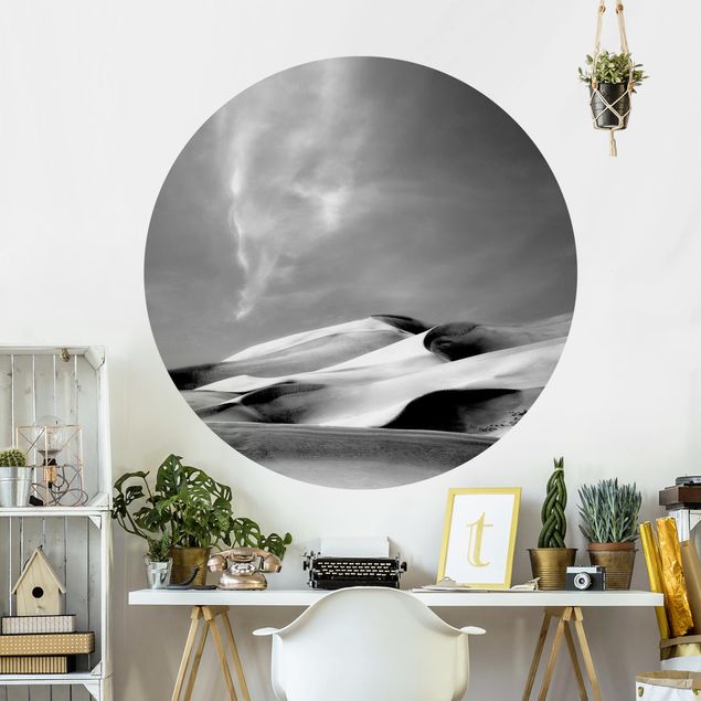 Self-adhesive round wallpaper - Colorado Dunes Black And White