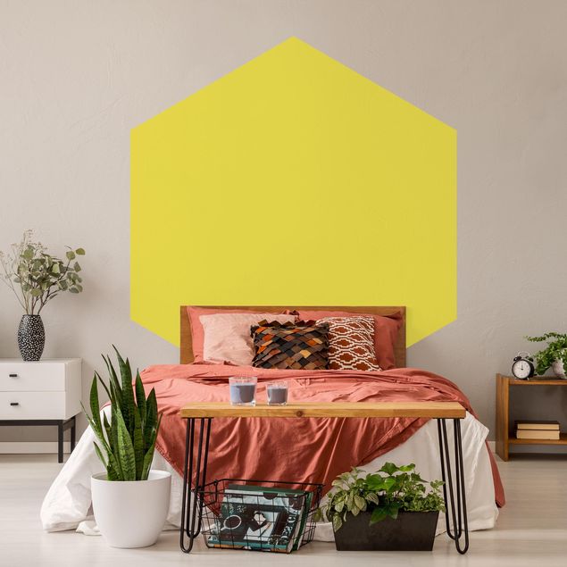 Self-adhesive hexagonal pattern wallpaper - Colour Lemon Yellow