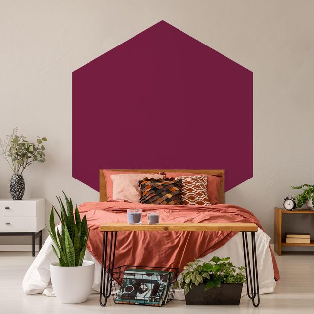 Self-adhesive hexagonal pattern wallpaper - Colour Wine Red