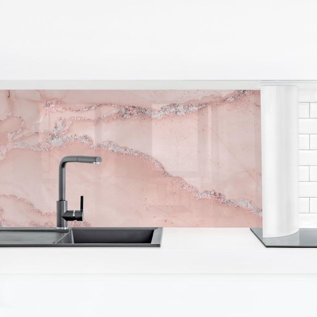 Kitchen splashback abstract Colour Experiments Marble Light Pink And Glitter