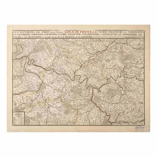 Print on aluminium - Vintage Map France