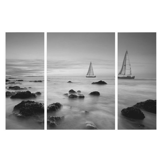 Print on canvas 3 parts - Sailboats In The Ocean II
