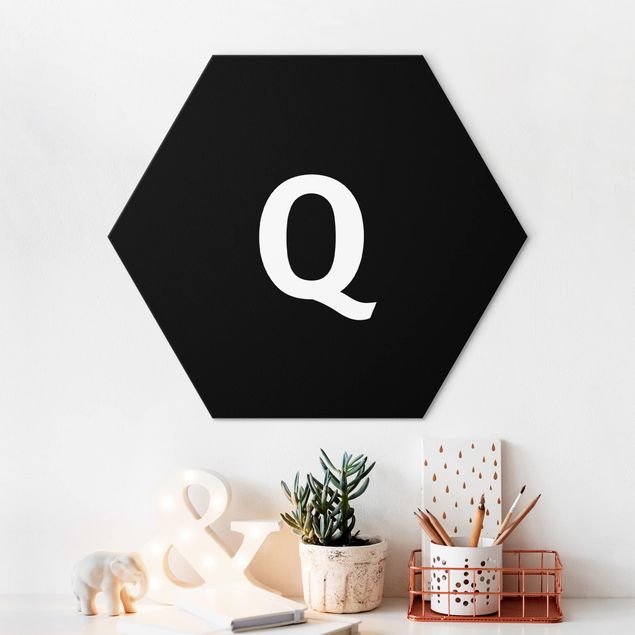 Alu-Dibond hexagon - Letter Black Q