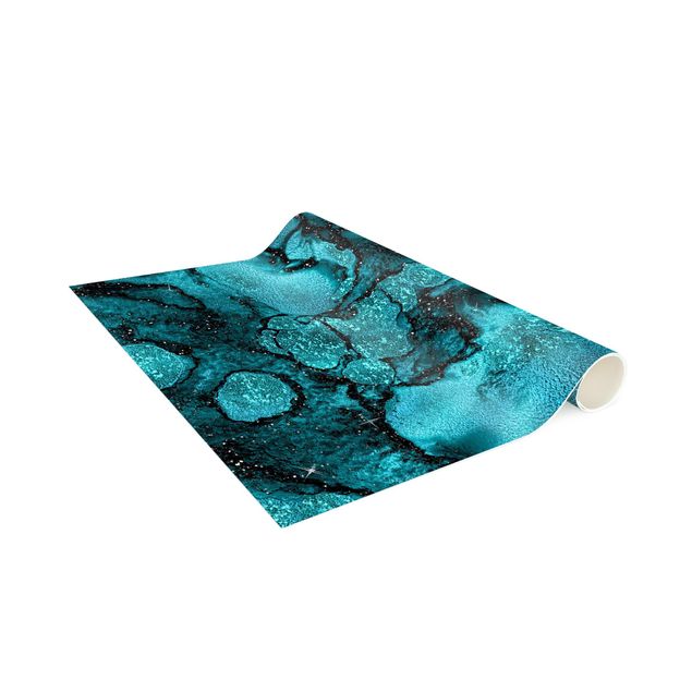 Modern rugs Turquoise Drop With Glitter