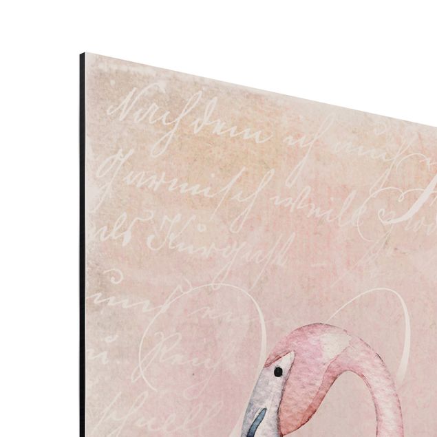 Print on aluminium - Shabby Chic Collage - Flamingo