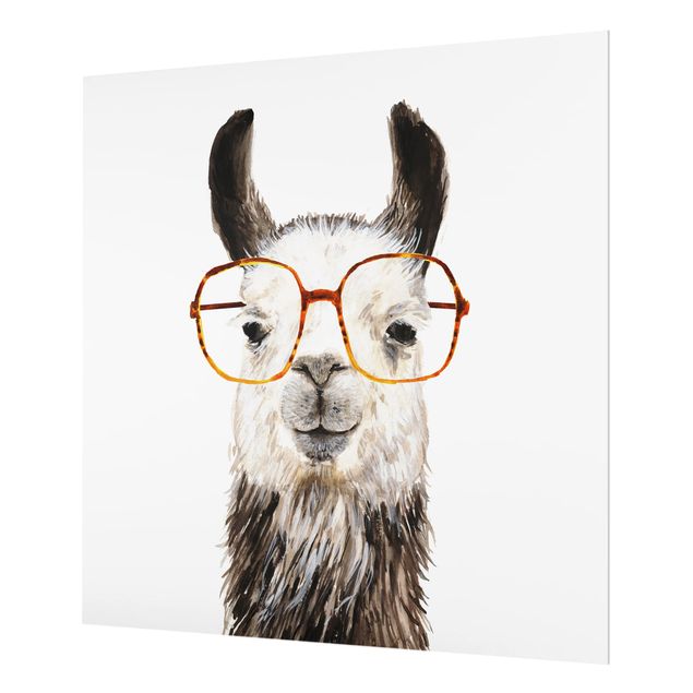 Glass Splashback - Hip Lama With Glasses IV - Square 1:1