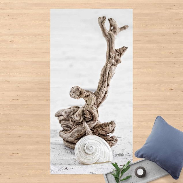 balcony mat White Snail Shell And Root Wood