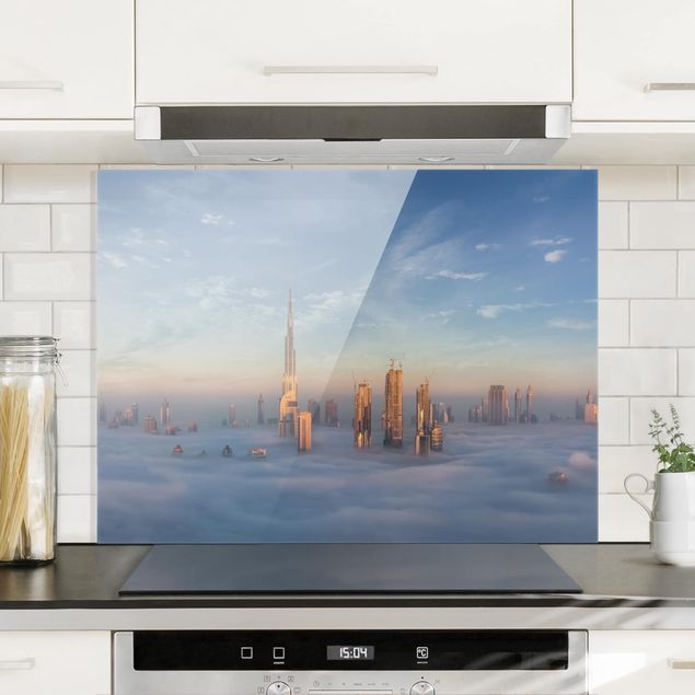 Glass splashback architecture and skylines Dubai Above The Clouds