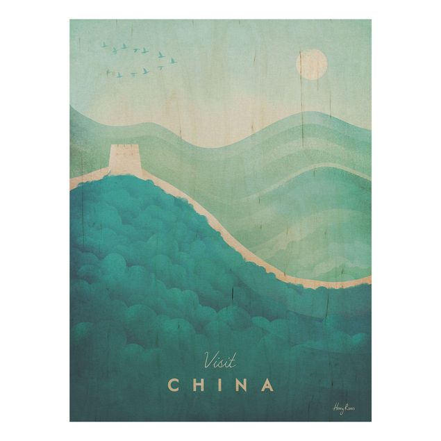 Print on wood - Travel Poster - China