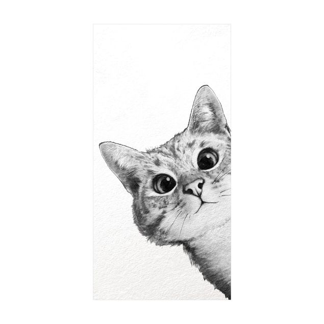 Black and white rugs Illustration Cat Drawing Black And White