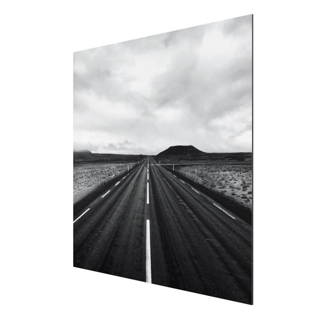 Print on aluminium - Straight Road In Iceland