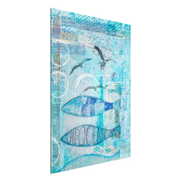 Alu dibond Colourful Collage - Blue Fish