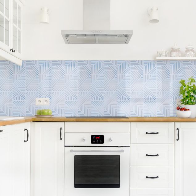 Kitchen wall cladding - Line Pattern Colour Gradient In Blue