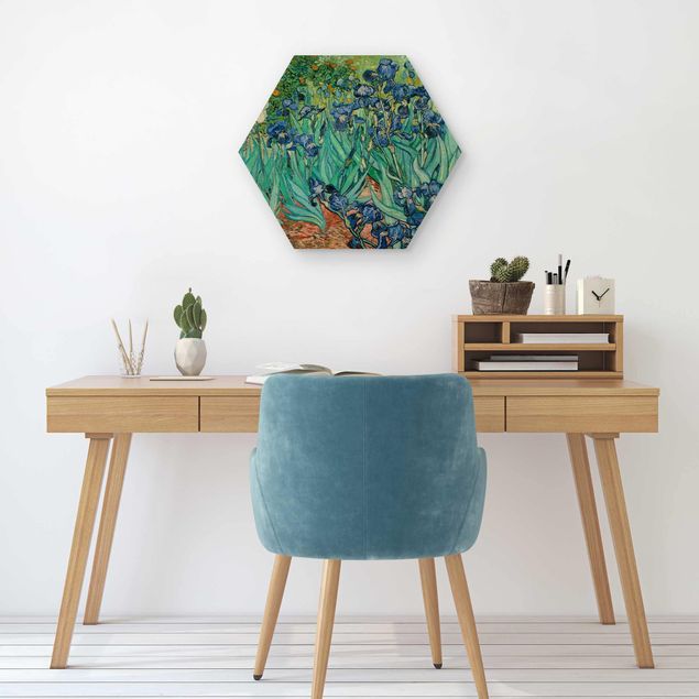 Wooden hexagon - Vincent Van Gogh - Iris