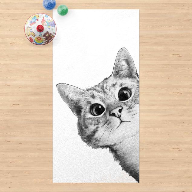 Balcony rugs Illustration Cat Drawing Black And White