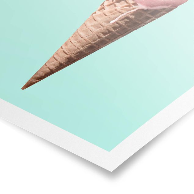Poster animals - Ice Cream Cone With Flamingo