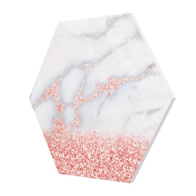 Hexagon Picture Forex - Marble Optics With Pink Confetti