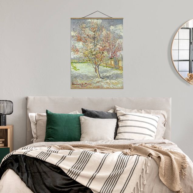 Fabric print with poster hangers - Vincent van Gogh - Flowering Peach Trees