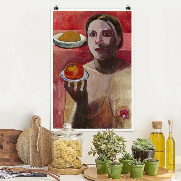 Poster art print - Paula Modersohn-Becker - Semi-nude Italian Woman with Plate