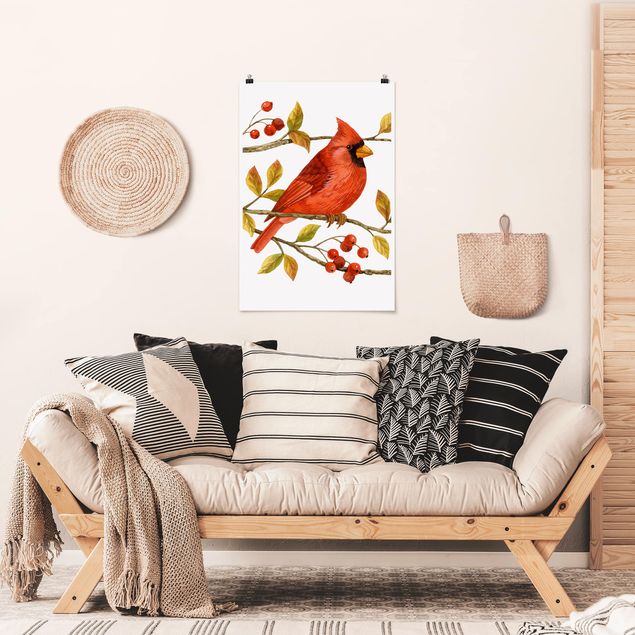 Poster animals - Birds And Berries - Northern Cardinal
