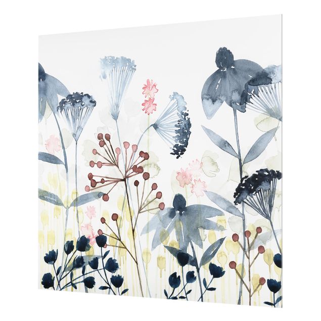 Glass Splashback - Wildflower Watercolor I - Square 1:1