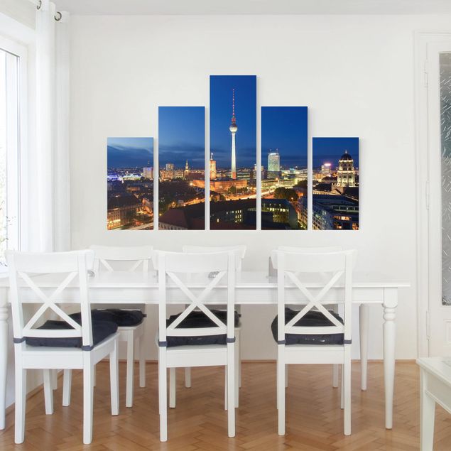 Print on canvas 5 parts - TV Tower At Night