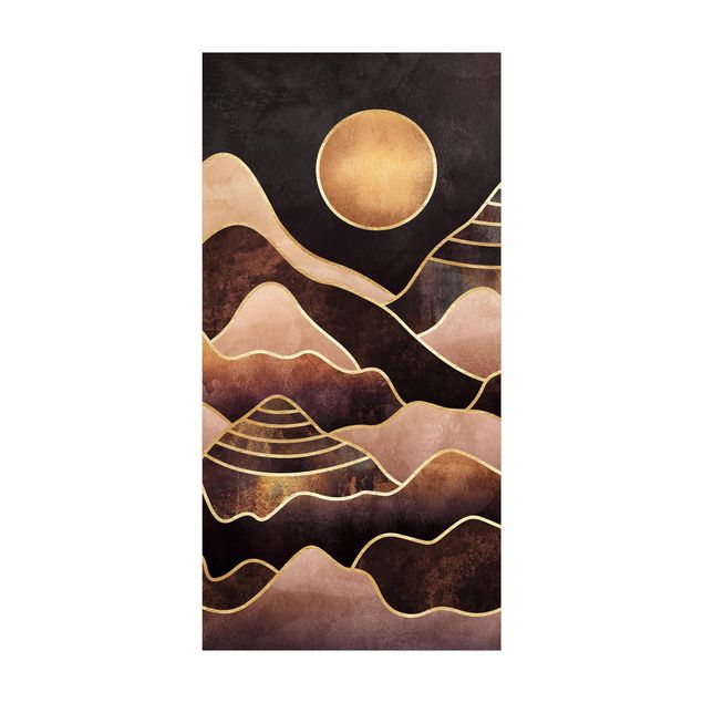 modern abstract rug Golden Sun Abstract Mountains