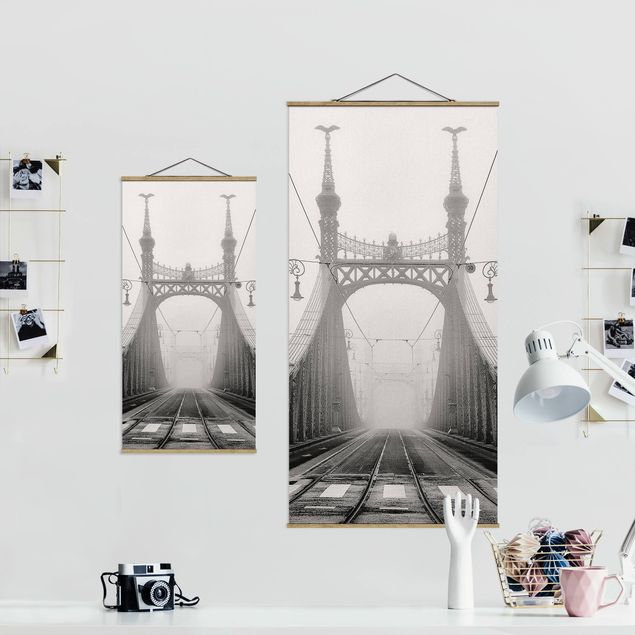 Fabric print with poster hangers - Bridge in Budapest