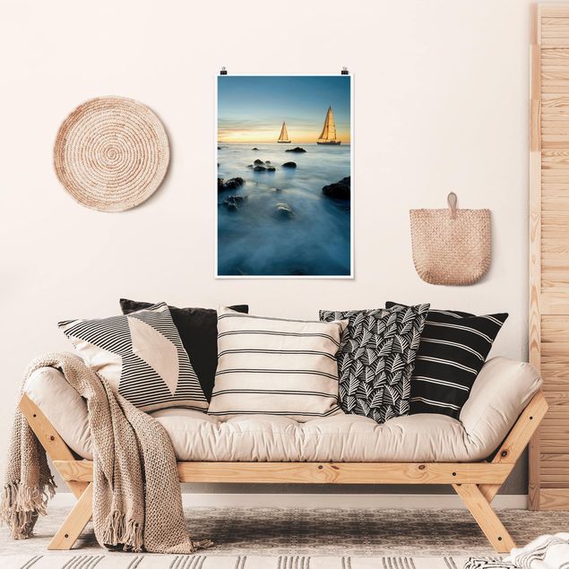 Poster beach - Sailboats On the Ocean