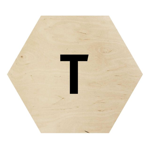 Wooden hexagon - Letter White T