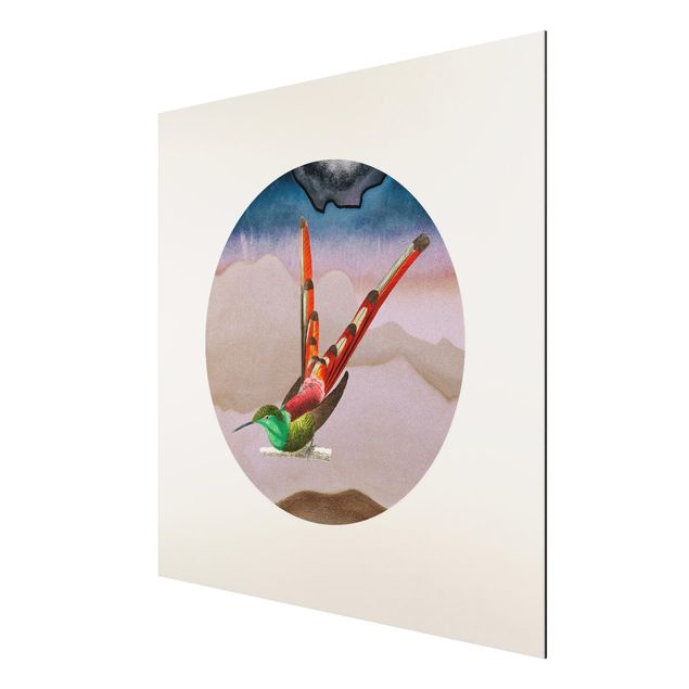 Print on aluminium - Bird Collage In A Circle