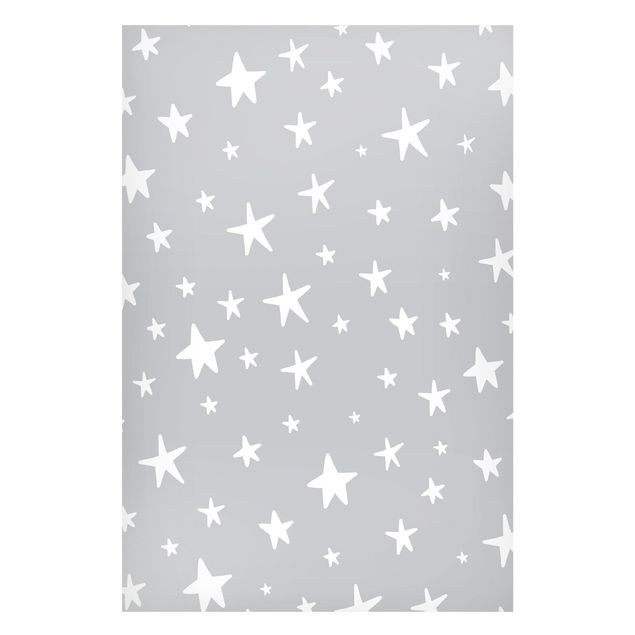 Magnetic memo board - Drawn Big Stars Up In Grey Sky