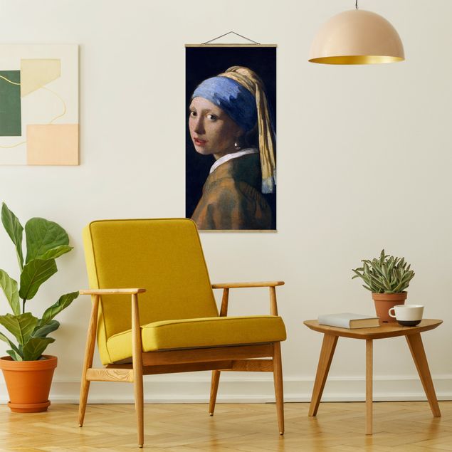 Fabric print with poster hangers - Jan Vermeer Van Delft - Girl With A Pearl Earring