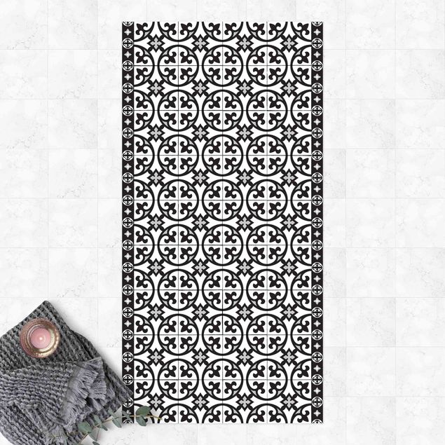 balcony mat Geometrical Tile Mix Circles Black