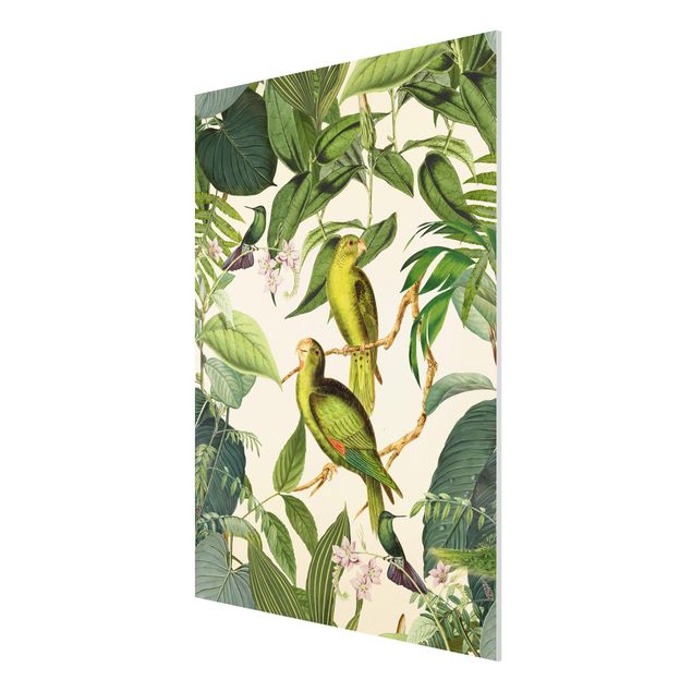 Print on forex - Vintage Collage - Parrots In The Jungle