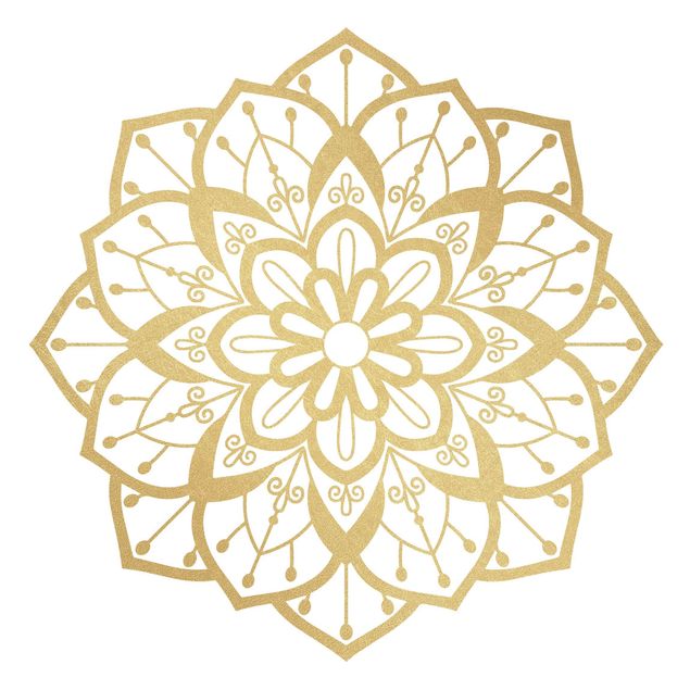 Spiritual wall art stickers Mandala Flower Pattern Gold White