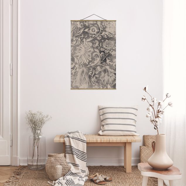 Fabric print with poster hangers - Faded Flower Ornament II