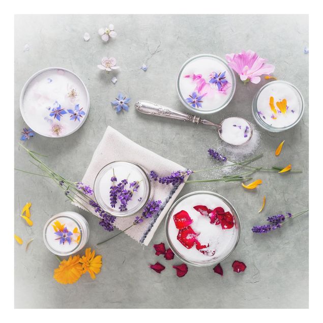 Glass Splashback - Edible Flowers With Lavender Sugar - Square 1:1