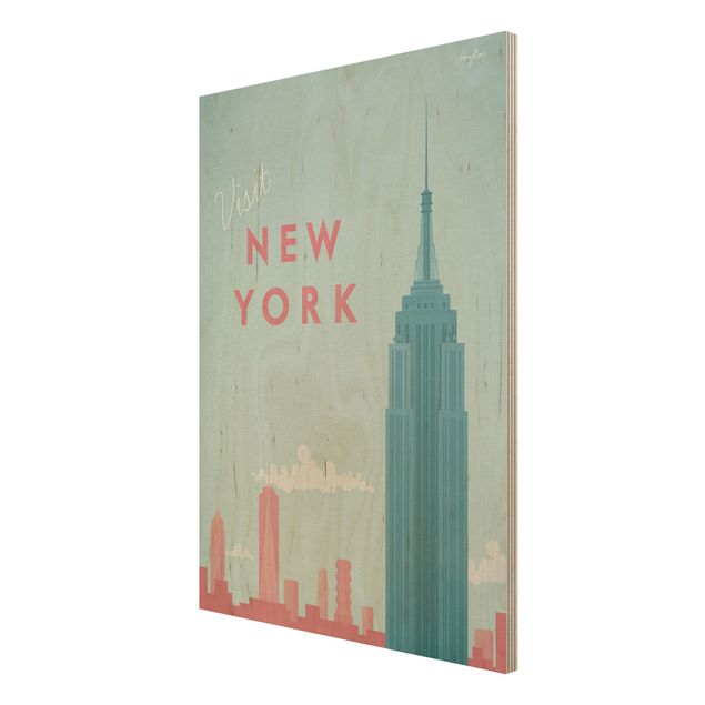 Print on wood - Travel Poster - New York