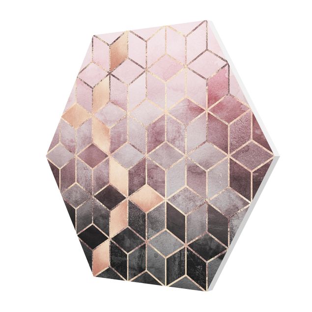 Forex hexagon - Pink Grey Golden Geometry