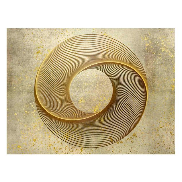 Magnetic memo board - Line Art Circling Spirale Gold