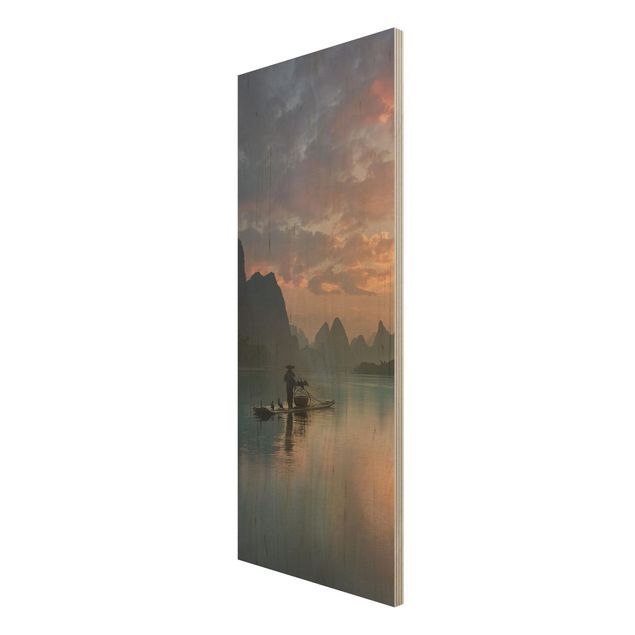Wood print - Sunrise Over Chinese River
