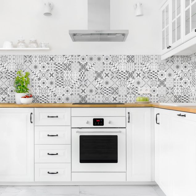 Kitchen splashback tiles Geometrical Tile Mix Grey