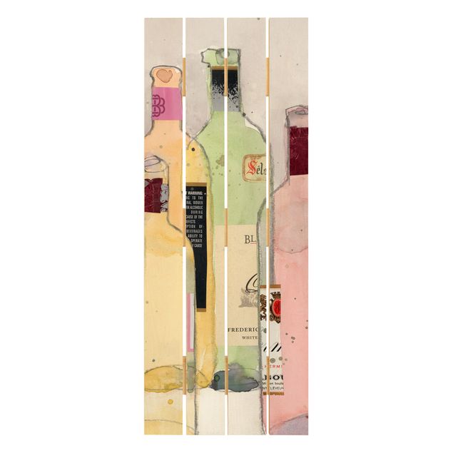 Print on wood - Wine Bottles In Watercolour I