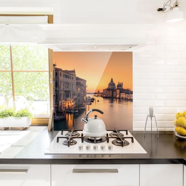 Glass splashback kitchen Golden Venice